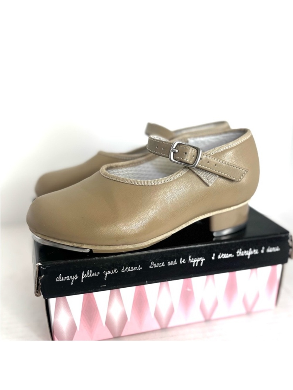 Revolution Dancewear U-Shell Tap Shoes‎ Tan Synthetic Leather Child Size 12